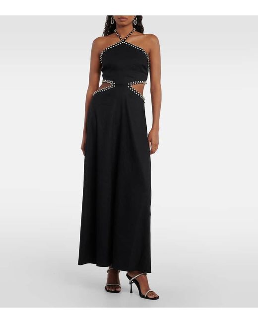 Vestido largo Bellina en mezcla de lino Jonathan Simkhai de color Black