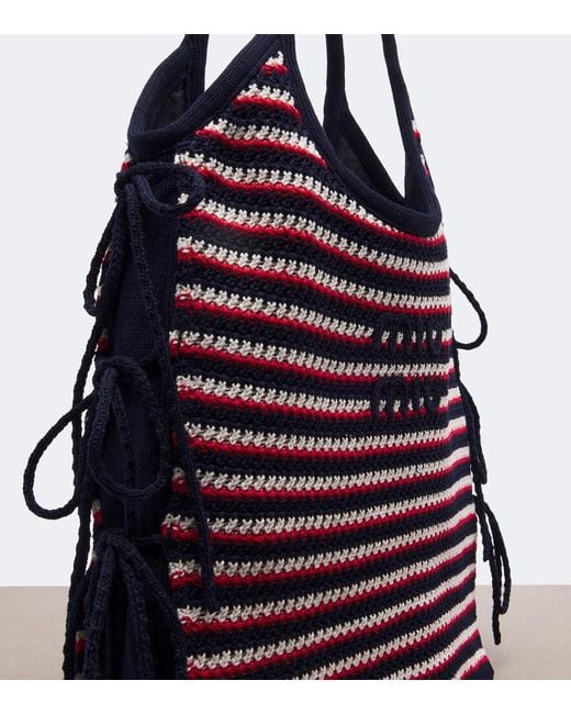 Miu Miu Purple Ivy Crochet Striped Shopper