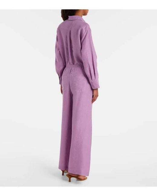 Pantalones Anchos Select De Lino Eres de color Purple