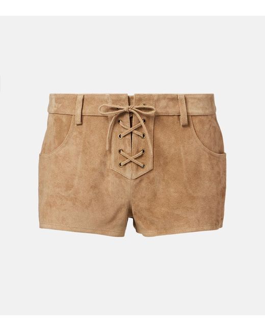 Isabel Marant Natural Low-Rise Shorts Delma Aus Veloursleder