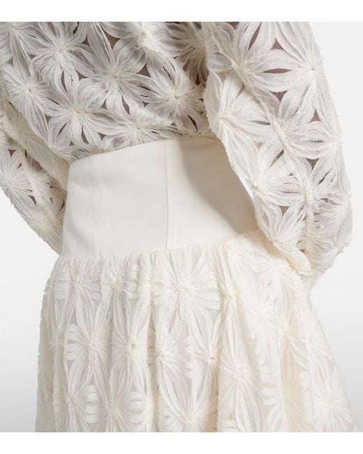 Jonathan Simkhai White Mindy Embroidered Midi Skirt