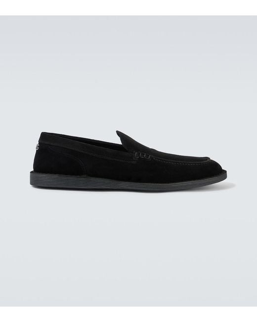 Dolce & Gabbana Black Suede Loafers for men