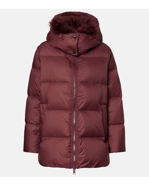 Yves Salomon Red Quilted Down Jacket