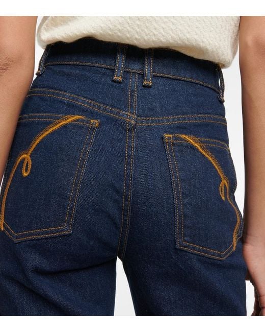 Tory Burch Blue High-rise Straight-leg Jeans