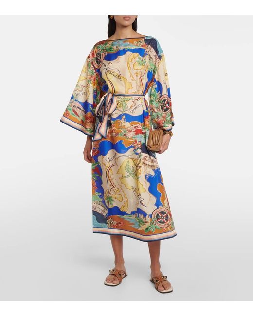 Vestido midi Alight de seda estampado Zimmermann de color Multicolor