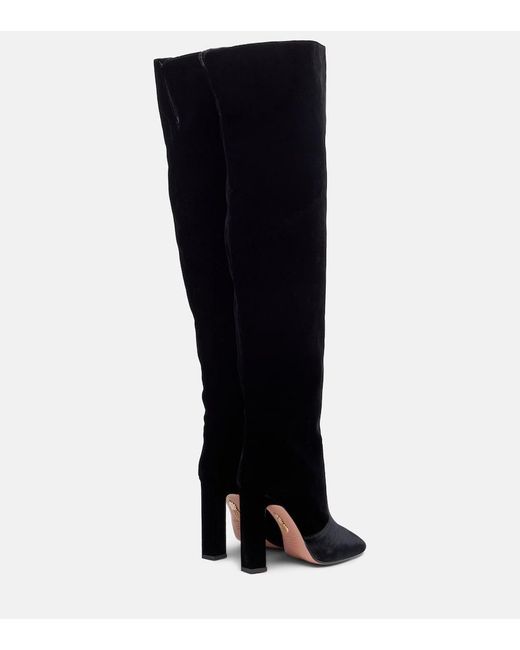 Aquazzura Black Joplin 105 Velvet Over-The-Knee Boots