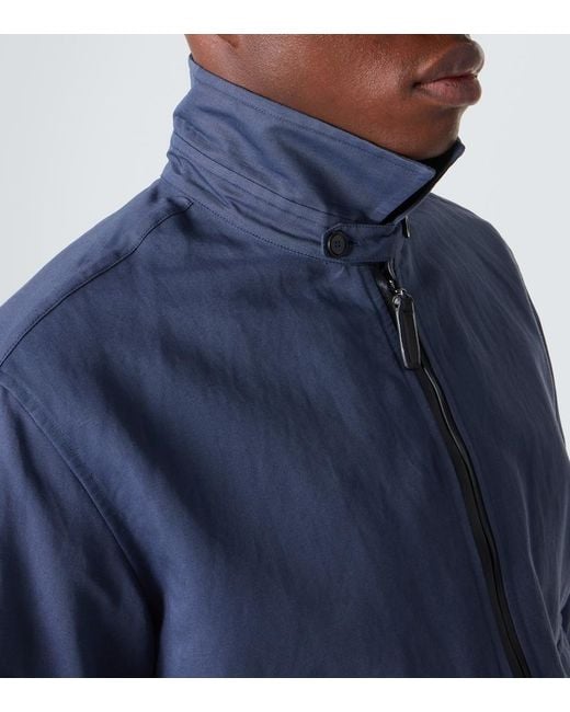 Brioni Blue Linen And Cotton Blouson Jacket for men