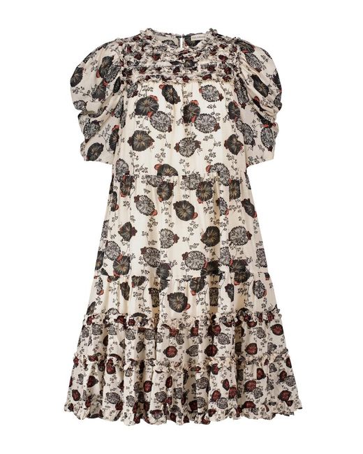Ulla Johnson White Cassian Floral Cotton-Blend Midi Dress
