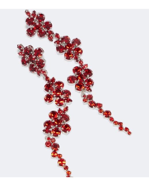 Simone Rocha Red Crystal-Embellished Drop Earrings