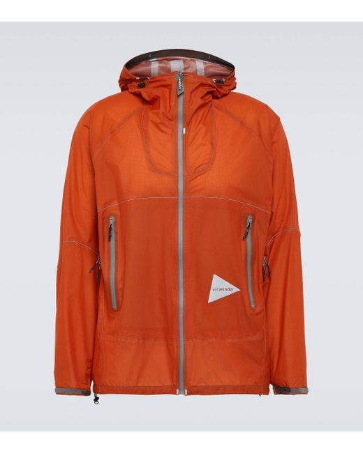 And Wander Orange 3l Ul Pertex® Shield Raincoat for men