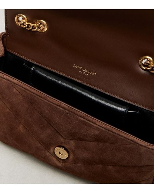 Saint Laurent Brown Loulou Suede Shoulder Bag