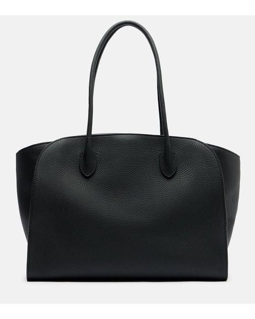The Row Black Marlo Medium Leather Tote Bag