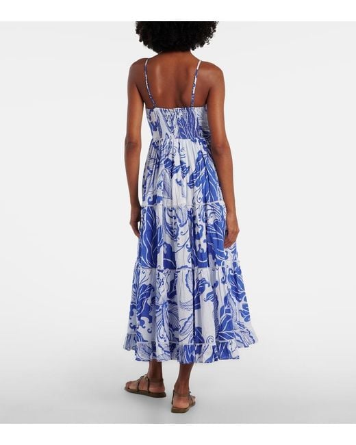 Poupette Blue Milena Printed Cotton Maxi Dress