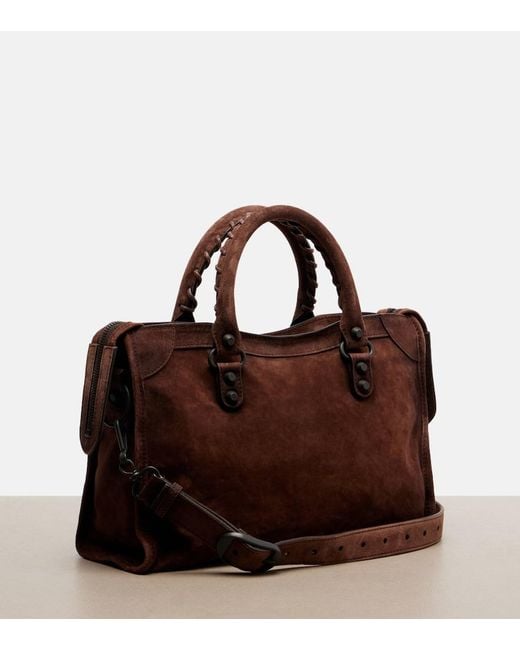 Balenciaga Brown Le City Small Suede Top-Handle Bag