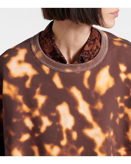 Dries Van Noten Brown Printed Gathered Cotton Sweatshirt