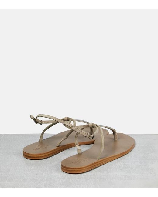 Brunello Cucinelli Metallic Embellished Suede Thong Sandals