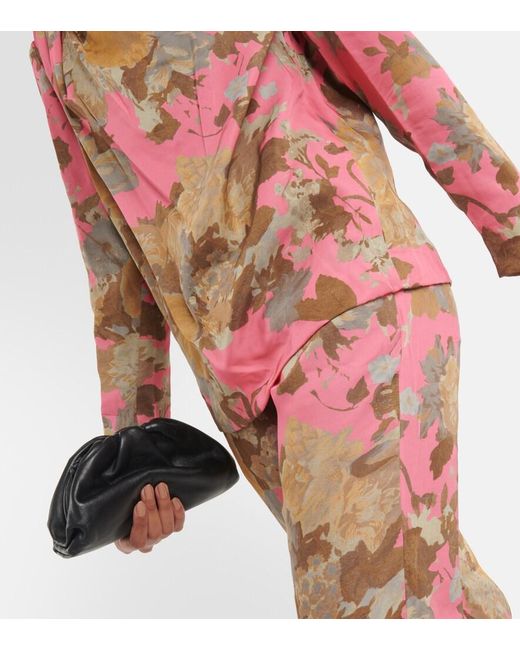 Dries Van Noten Pink Printed Draped Blouse