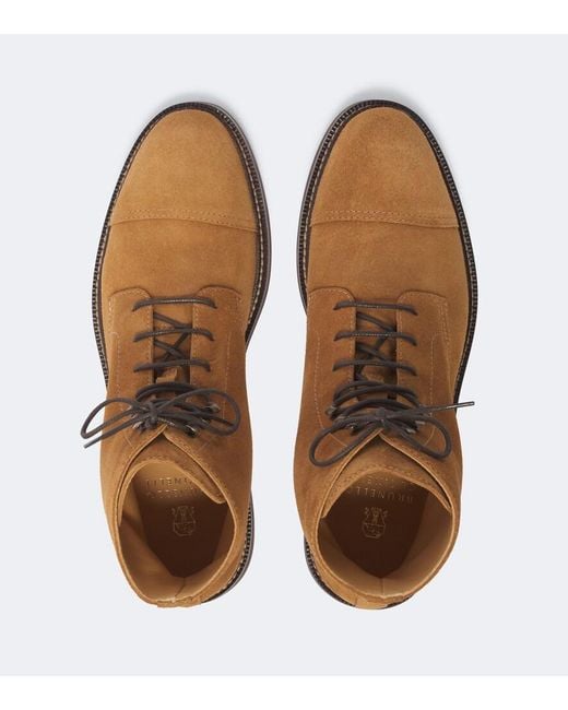 Brunello Cucinelli Brown Suede Lace-Up Boots for men