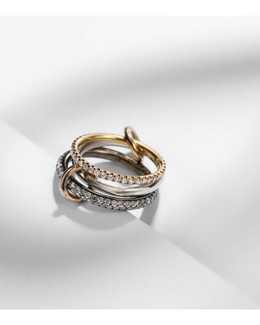 Spinelli Kilcollin Metallic Scorpio 18kt Gold Linked Rings With Diamonds