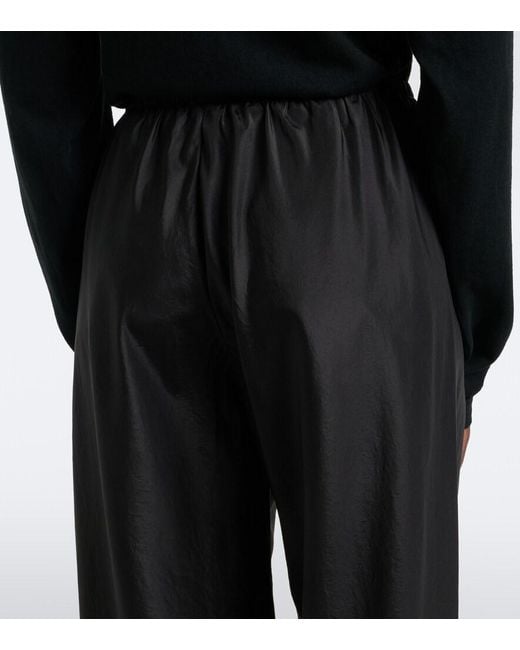 The Row Black Gala Silk Wide-Leg Pants