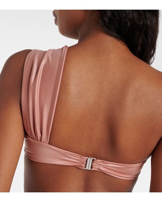 Magda Butrym Pink Floral-Appliqué One-Shoulder Bikini Top
