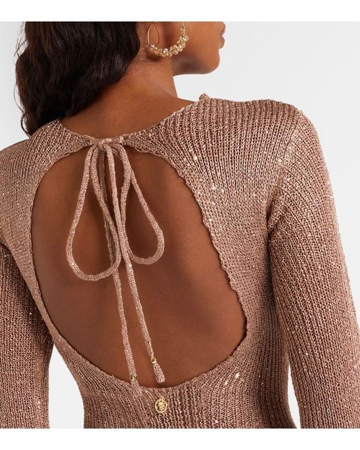 Bananhot Brown Jones Sequined Draped Minidress