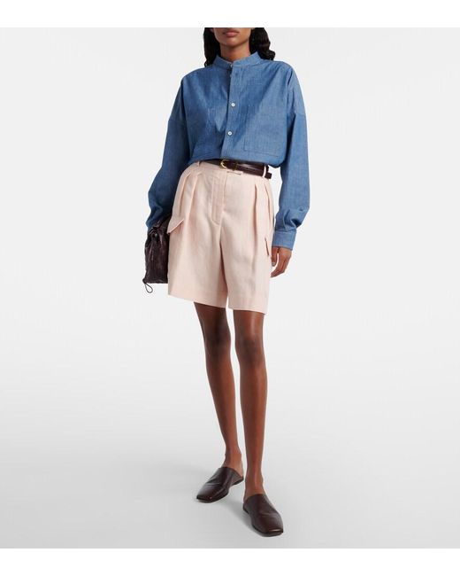 Loro Piana Blue Gyles Cotton Chambray Shirt