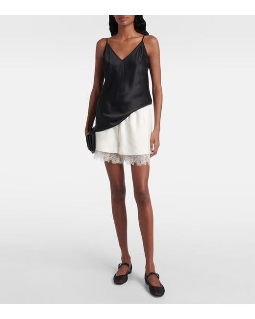 Rohe White Lace-Trimmed Silk Shorts