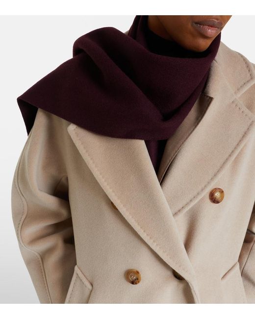 Max Mara Purple Logo Wool Scarf