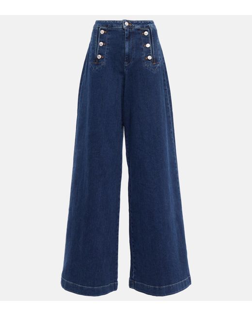 7 For All Mankind Marina Wide-leg Denim Jeans in Blue | Lyst