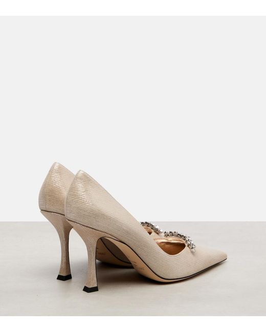 Jimmy Choo Natural Belinda 90 Metallic Leather Pumps