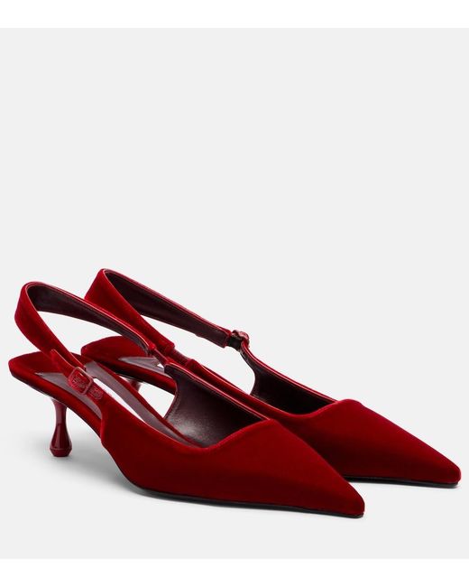 Jimmy Choo Red Amel Velvet Slingback Pumps