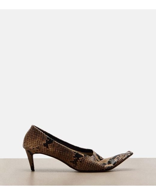Khaite Brown Marlene Snake-Effect Leather Pumps