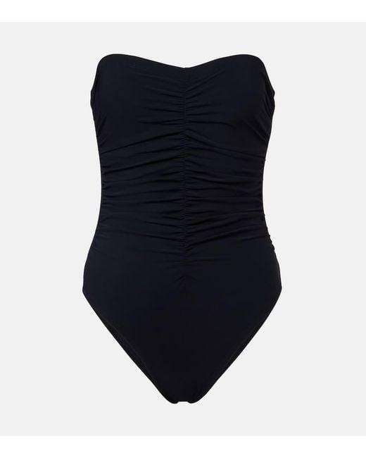 Costume Intero Basics Senza Spalline Con Ruches di Karla Colletto in Blue