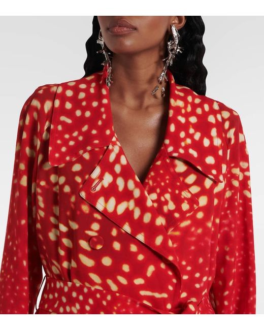 Dries Van Noten Red Printed Coat