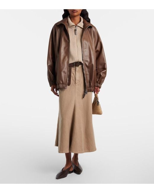 Brunello Cucinelli Gray Leather Slingback Flats