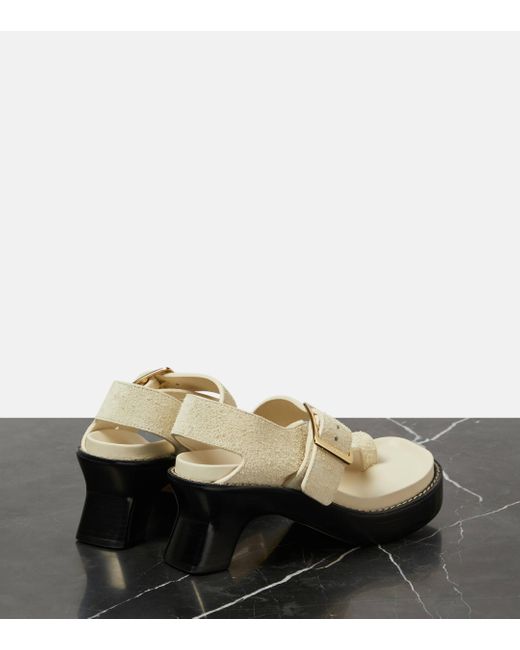 Loewe Natural Ease Brushed Suede Platform Sandals
