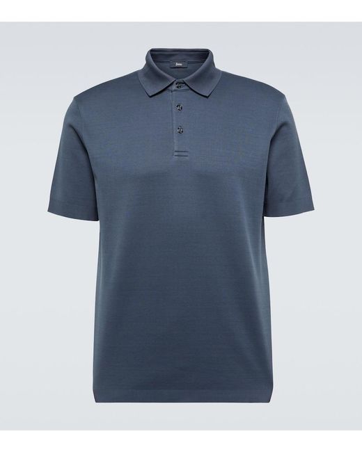 Herno Blue Cotton Polo Shirt for men