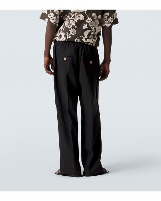 Commas Black Wide-Leg Linen Pants for men