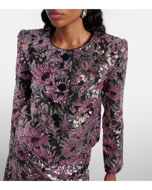 Self-Portrait Purple Sequined Jacket