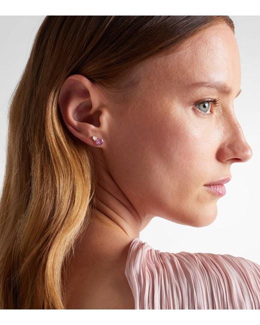 SHAY Pink 18Kt Rose Earrings With Sapphires And Diamonds