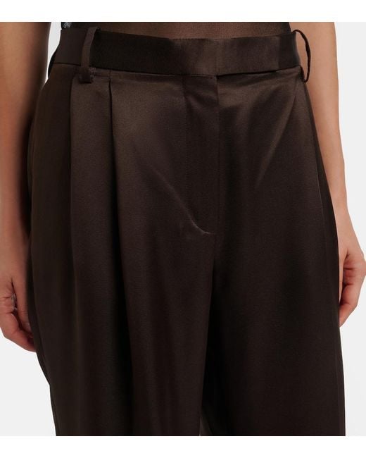 Tom Ford Black Pleated Silk Straight Pants