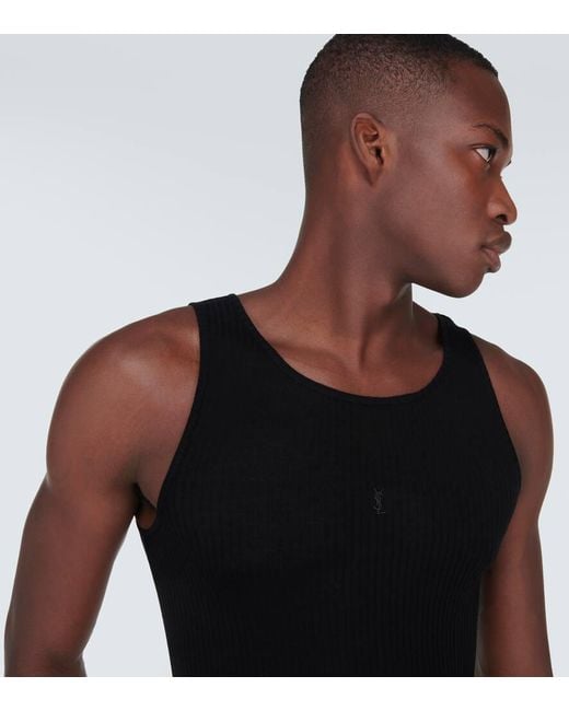 Saint Laurent Black Cassandra Wool Tank Top for men