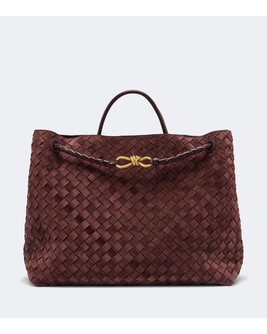 Bottega Veneta Red Andiamo Large Suede Tote Bag