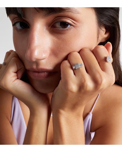 PERSÉE White Floating 18Kt Ring With Diamonds