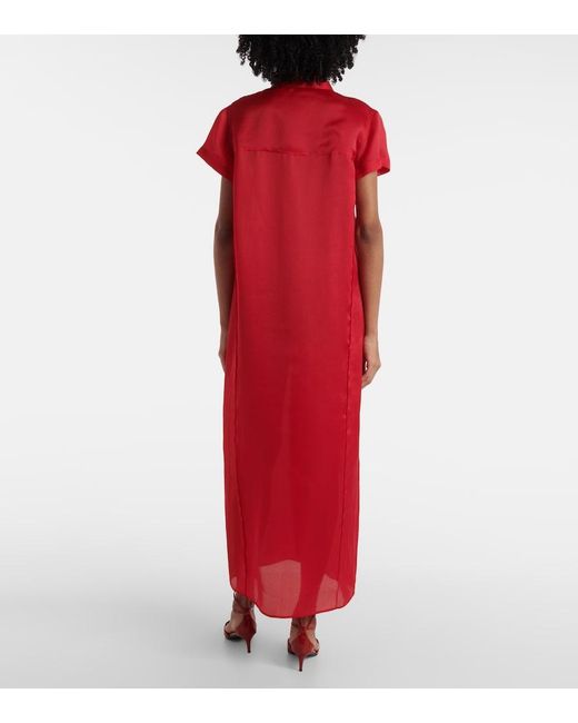 Khaite Red Effy Silk And Cotton Organza Maxi Dress