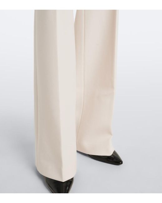 Roland Mouret White Crepe Wide-Leg Pants