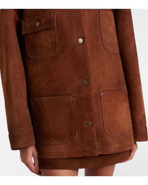 Prada Brown Leather-Trimmed Suede Field Jacket