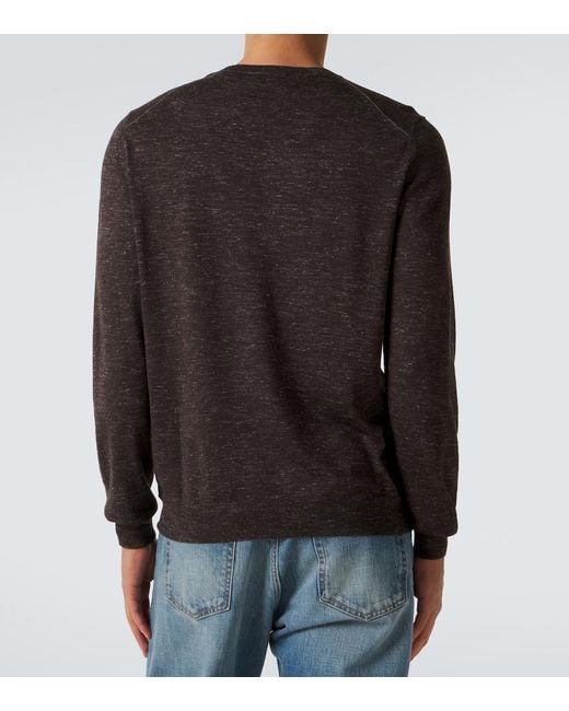 Zegna Gray Silk, Cashmere, And Linen Sweater for men