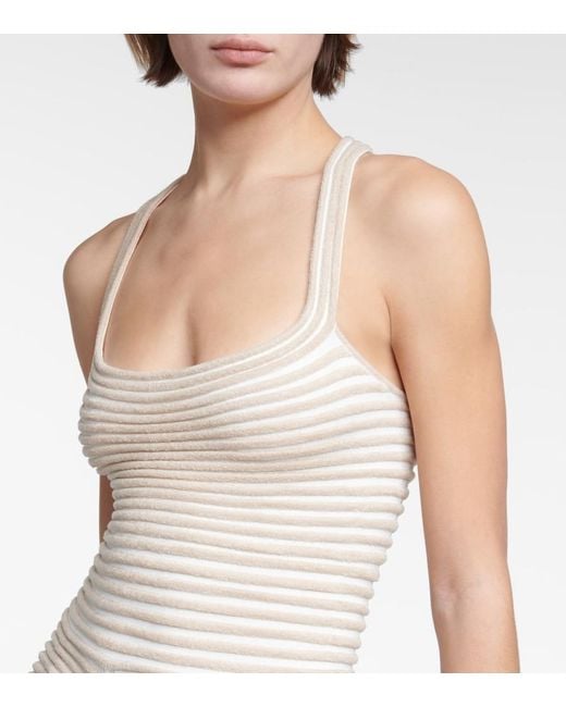 Alaïa Natural Crepe And Chenille Ballerina Minidress